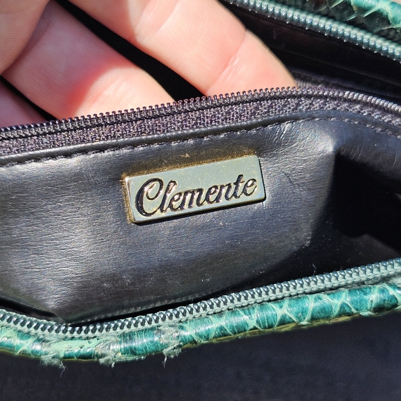 Vtg. Clemente green python purse - Picture 4 of 11